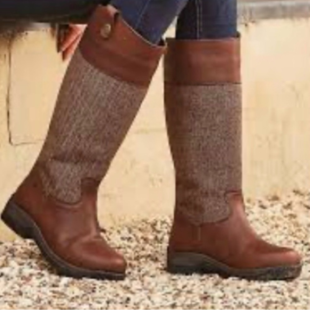 The Dublín Eden Tall Herringbone Leather boot in Drifted Brown Size 9 - Picture 2 of 6